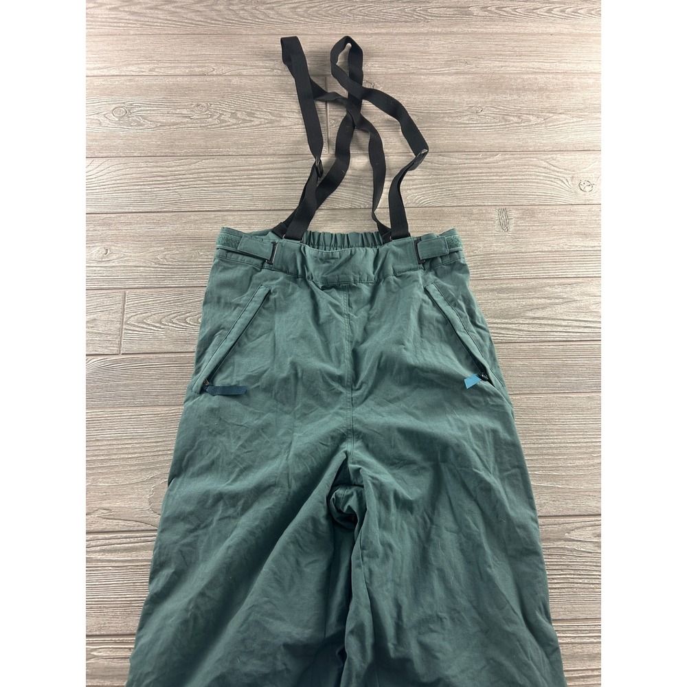Patagonia Womens Vintage Ski Pants Teal Green Suspenders Full Side Zip Size 12